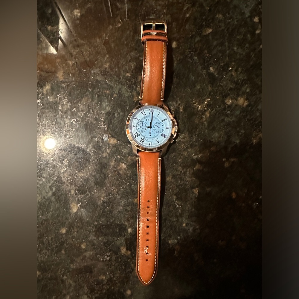Fossil Men's FS5184 Grant Chronograph Light Brown Leather Watch